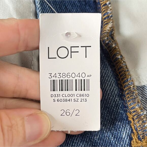 Loft Women's The Straight Jeans 26/2 High Rise 2 Tone Med Wash Denim Relaxed Mom - Picture 11 of 12